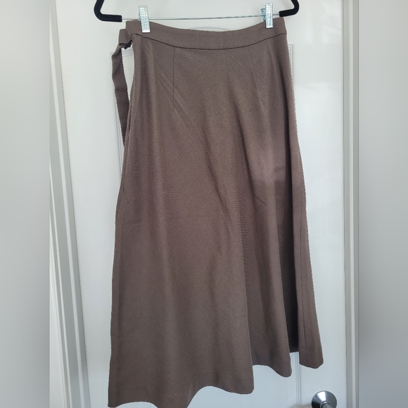 Brown Midi Wrap A-line Skirt - Picture 2 of 3